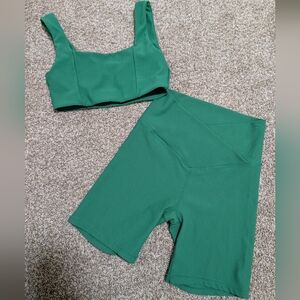 Wilo the Label Emerald Green Ribbed Hustle Short Set